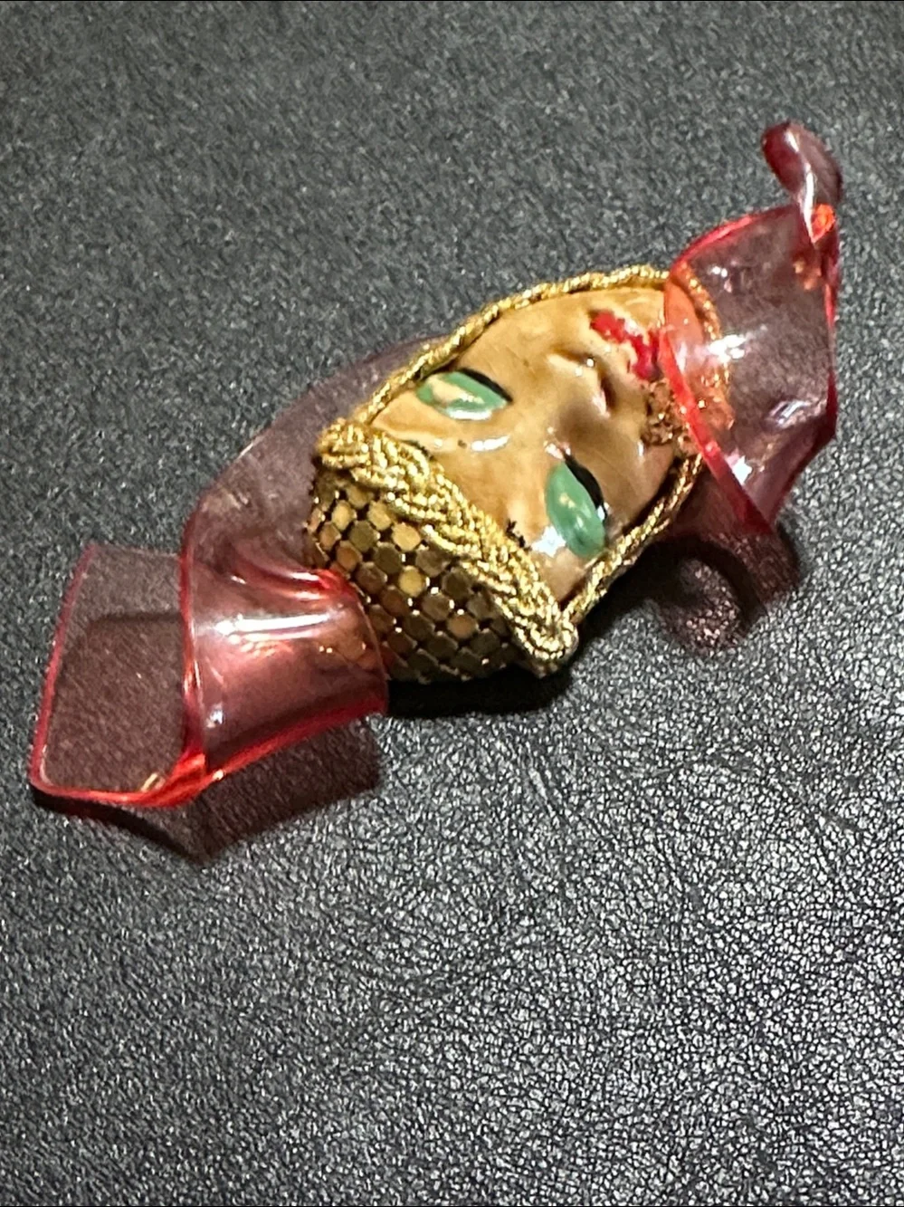 RARE 1940’s Elzac Victim Of Fashion Ceramic & Lucite Brooch
